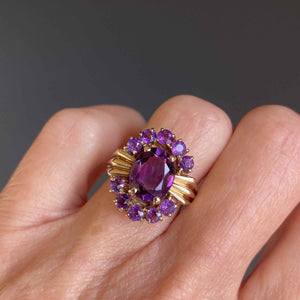 Vintage MidCentury 14K Gold Amethyst Cocktail Ring - Boylerpf