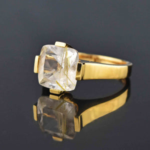 Estate 14K Gold Rutilated Quartz Ring, Sz 7.5 - Boylerpf