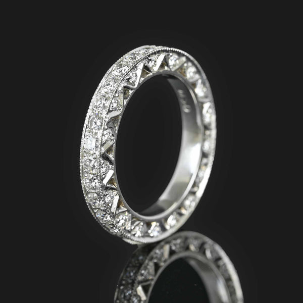 Fine 1.50 CTW Diamond Eternity Band Ring 18K White Gold - Boylerpf