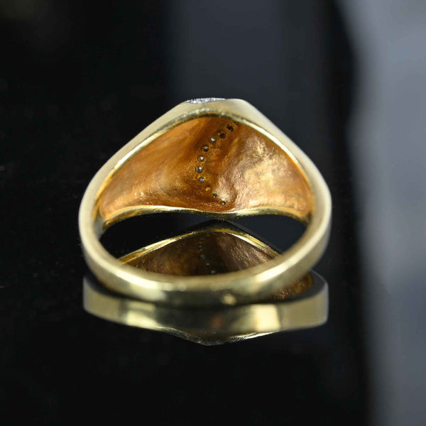 Vintage Curved Diamond High Profile 14K Gold Ring - Boylerpf