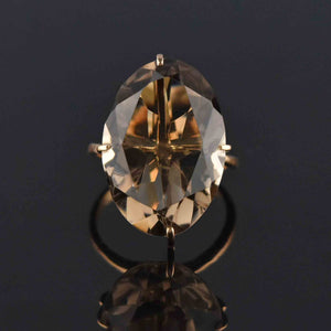 Vintage Smoky Quartz Ring in 14K Gold 10.5 CTW - Boylerpf