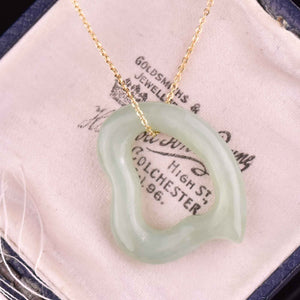 Vintage Jade Witches Heart Pendant Necklace - Boylerpf