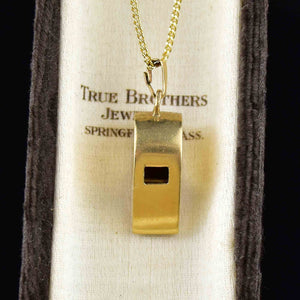 14K Gold Working Whistle Pendant Necklace - Boylerpf