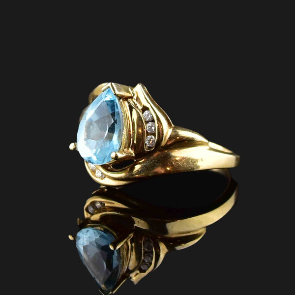 Vintage 10K Gold Topaz Quartz Statement Ring - Boylerpf