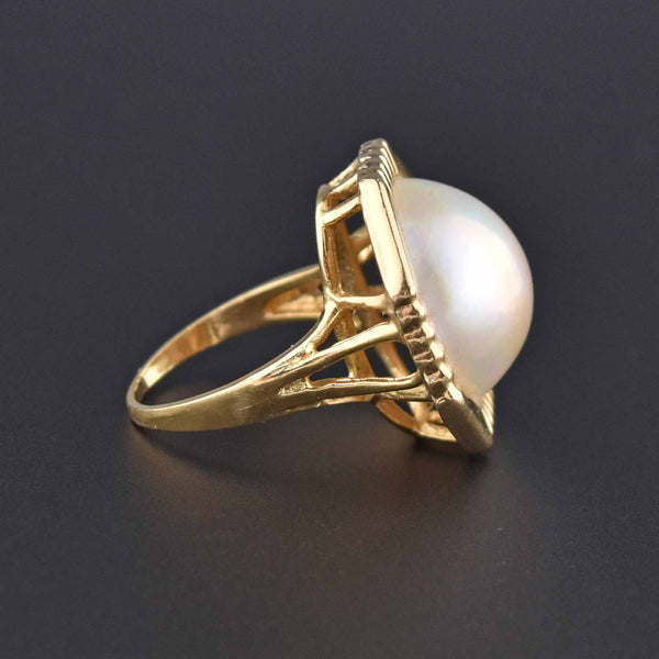 Geometric Octagon Mabe Pearl 14K Gold Ring - Boylerpf