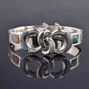 Scottish Banded Agate Crescent Moon Lovers Knot Bracelet - Boylerpf