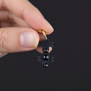 Vintage Victorian Carved Whitby Jet Pendant Necklace - Boylerpf