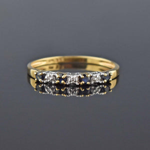 Vintage Sapphire Diamond Gold Band Ring, Sx 8.5 - Boylerpf