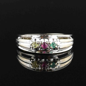 Vintage Emerald Ruby Quartz 14K White Gold Mothers Ring - Boylerpf