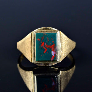 Vintage Bloodstone Signet Ring in 10K Gold - Boylerpf