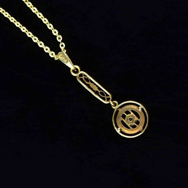 Antique 14K Gold Diamond Lavalier Necklace - Boylerpf