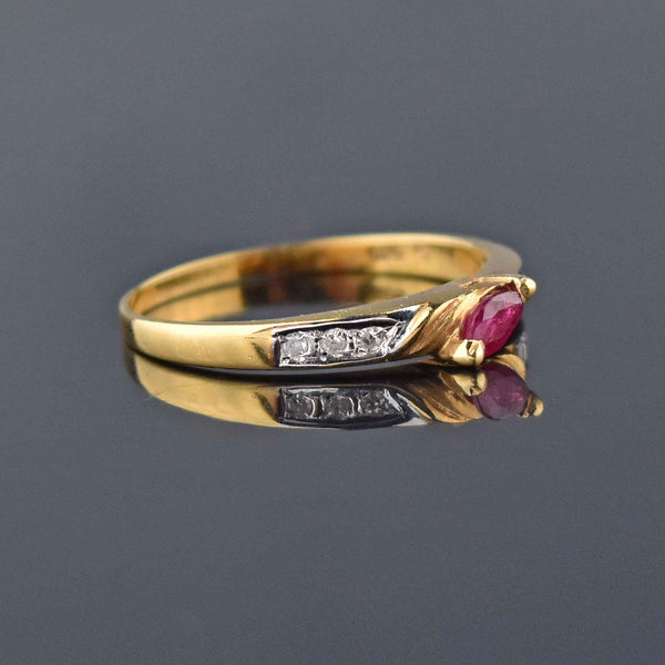 Fine 14K Gold Ruby and Diamond Stacking Ring - Boylerpf