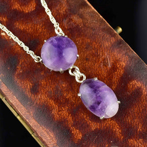 Silver Natural Amethyst Drop Pendant Necklace - Boylerpf