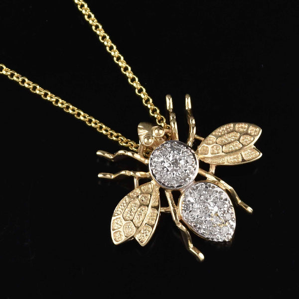 14k Gold & Diamond Bumble Bee Necklace – Sabrina Design