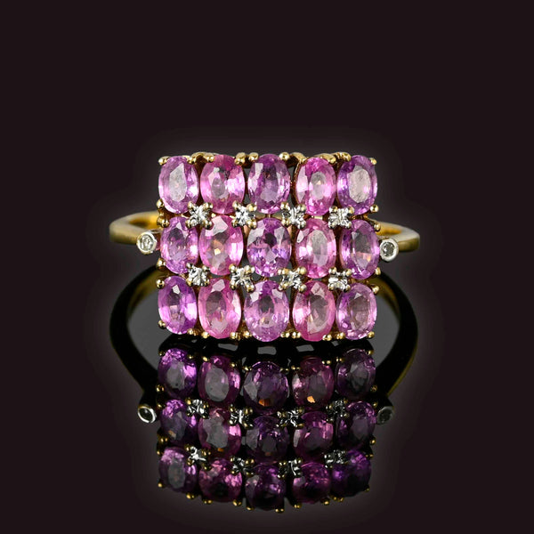 Diamond Pink Sapphire Ring, Checkerboard Style - Boylerpf