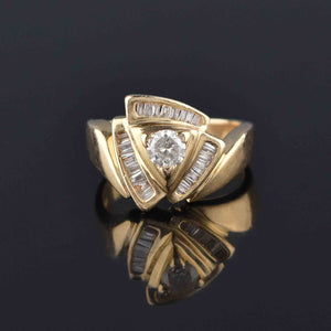 Estate 14K Gold Baguette Diamond Dinner Ring .85 CTW - Boylerpf