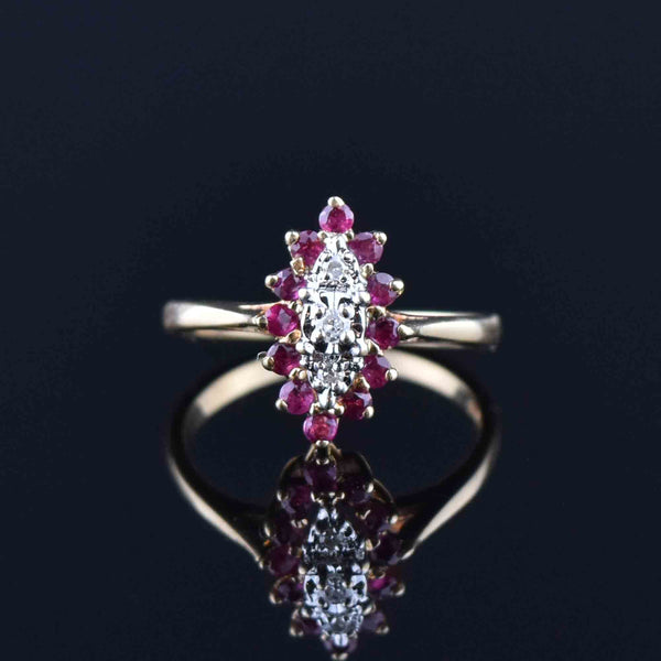 Vintage 10K Gold Diamond Ruby Ring, Sz 5.75 - Boylerpf