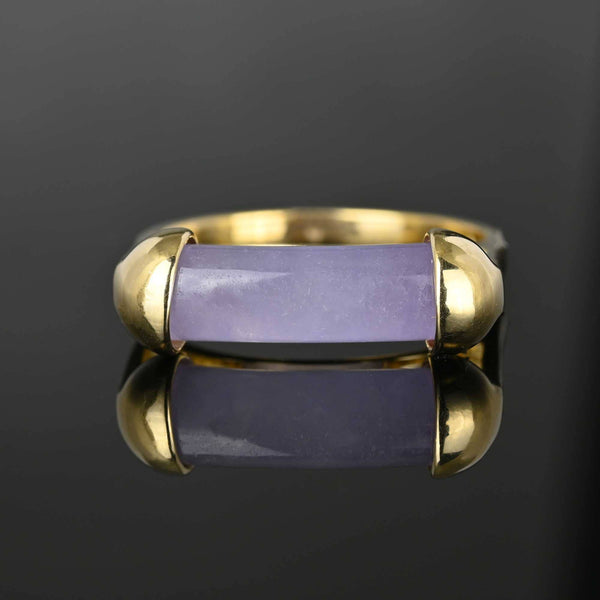 Vintage 14K Gold Barrel Purple Jade Ring - Boylerpf