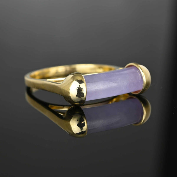 Vintage 14K Gold Barrel Purple Jade Ring - Boylerpf