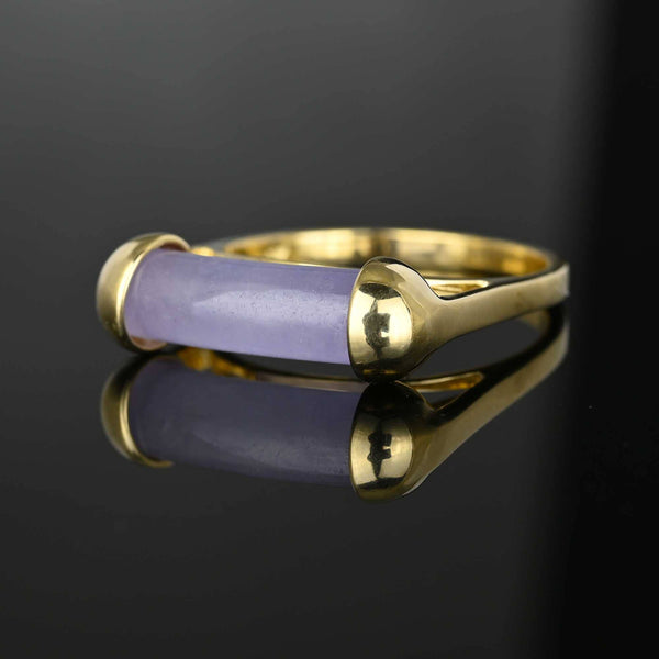 Vintage 14K Gold Barrel Purple Jade Ring - Boylerpf