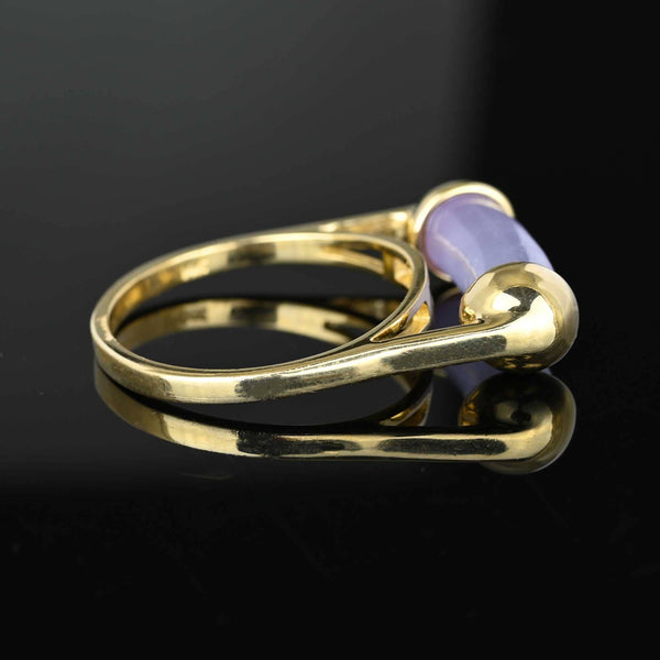 Vintage 14K Gold Barrel Purple Jade Ring - Boylerpf