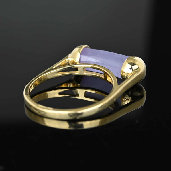 Vintage 14K Gold Barrel Purple Jade Ring - Boylerpf