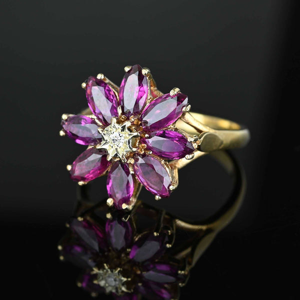 Vintage Diamond Pink Tourmaline Flower Cluster Ring - Boylerpf