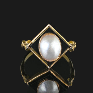 Antique Baroque Pearl Black Onyx Ring in 14k Gold - Boylerpf
