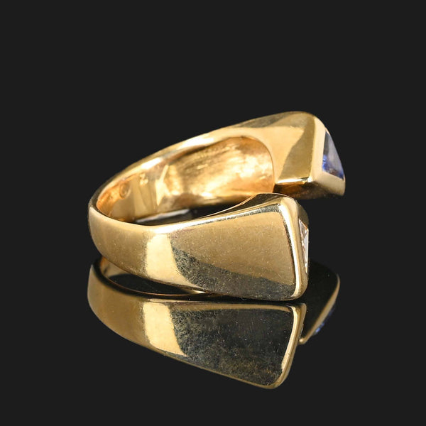 18K Gold Trillion Sapphire and Diamond Ring - Boylerpf