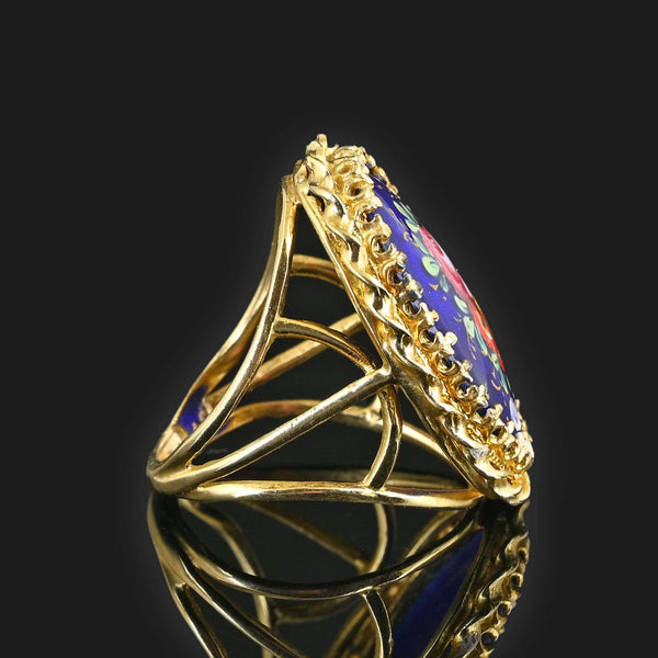 Vintage 14K Gold French Enamel Ring - Boylerpf