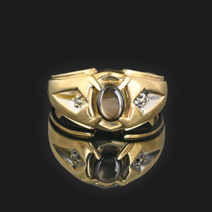 Vintage Mens Diamond Black Star Sapphire Ring - Boylerpf