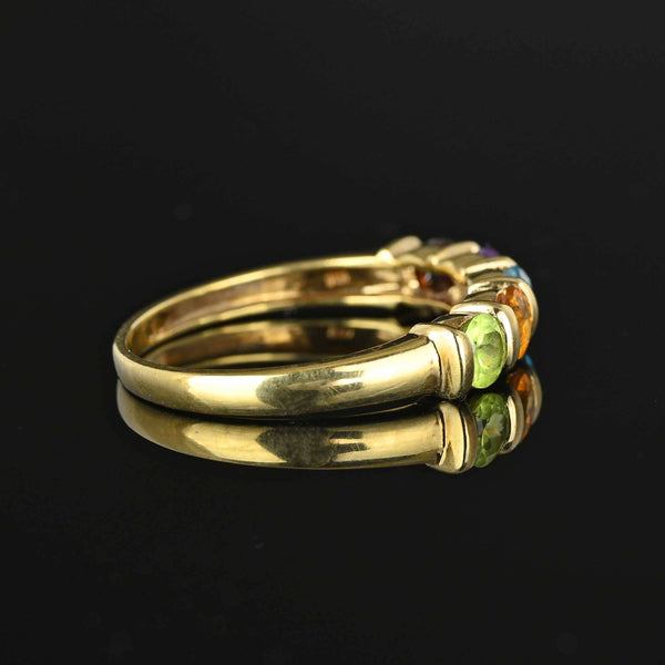 Vintage Five Stone Multi Gemstone Ring Band in Gold - Boylerpf