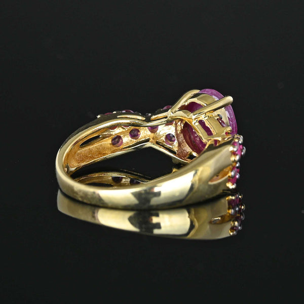 Vintage Cross Over Band Natural Ruby Ring in Gold - Boylerpf