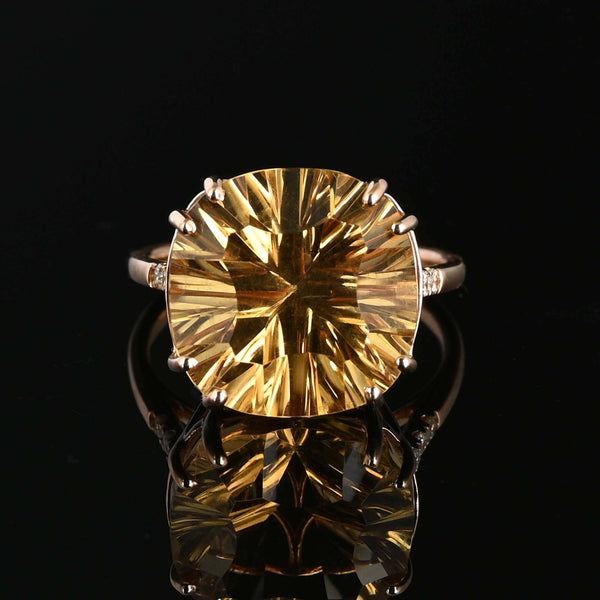 Specialty Cut Citrine Diamond Ring in 14K Rose Gold - Boylerpf