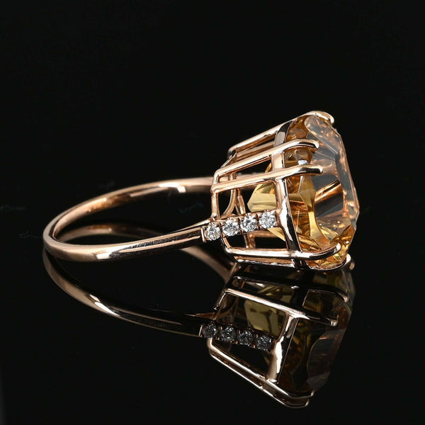 Specialty Cut Citrine Diamond Ring in 14K Rose Gold - Boylerpf