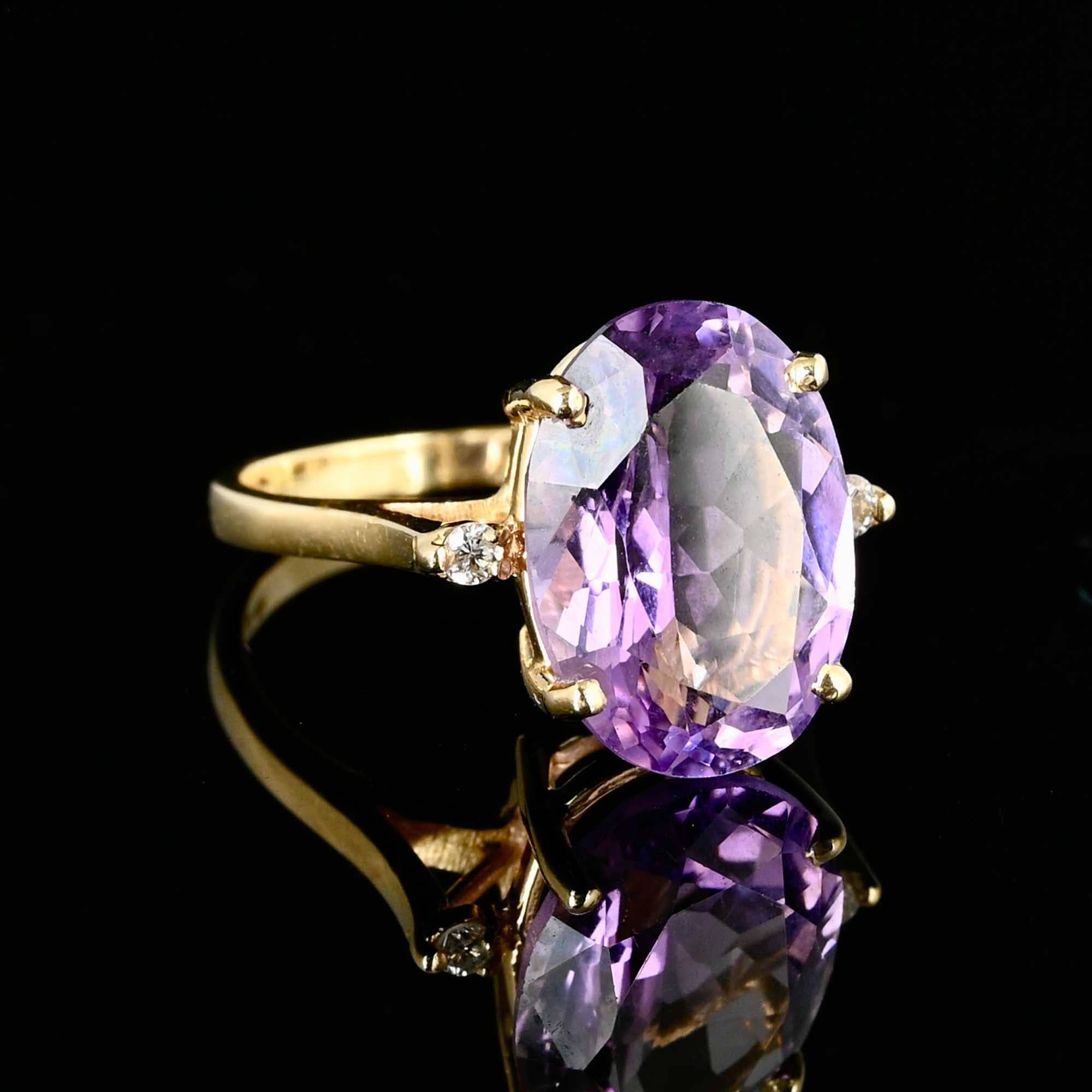 Mira Amethyst and Diamond Ring in 14K White Gold | Shane Co.