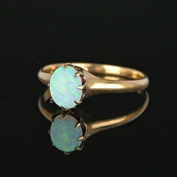 Antique Edwardian Gold Solitaire Opal Ring - Boylerpf