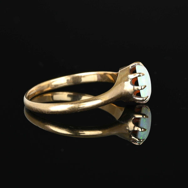 Antique Edwardian Gold Solitaire Opal Ring - Boylerpf