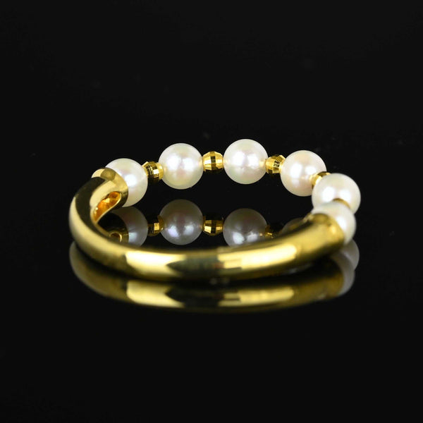 Vintage 18K Gold Half Hoop Pearl Ring - Boylerpf
