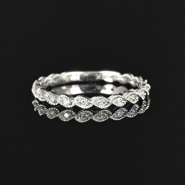 Vintage 14K White Gold Diamond Band Ring - Boylerpf