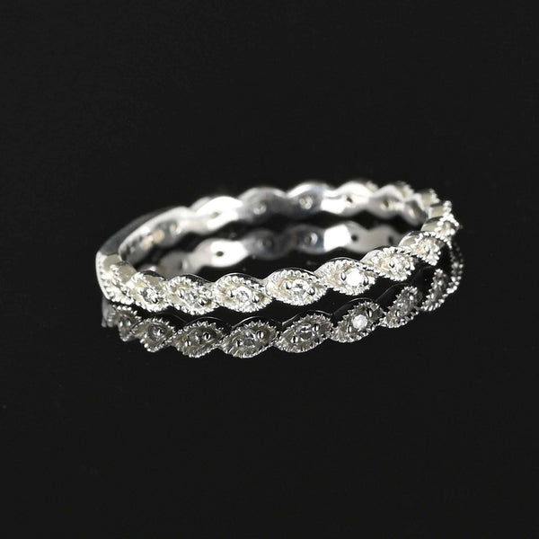 Vintage 14K White Gold Diamond Band Ring - Boylerpf