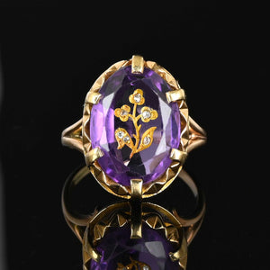 Antique Diamond Rose Of Sharon Amethyst Ring - Boylerpf