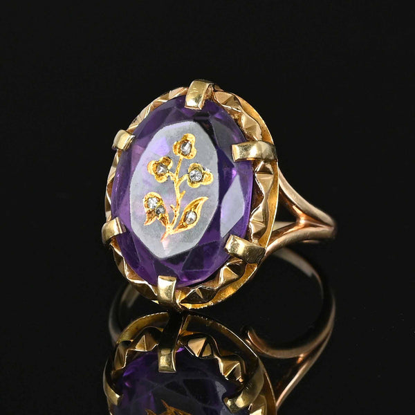 Antique Diamond Rose Of Sharon Amethyst Ring - Boylerpf