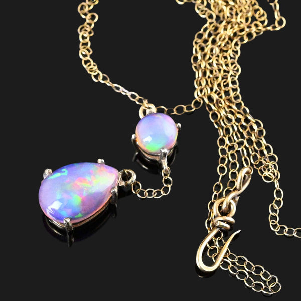 Antique Edwardian Teardrop Pear Opal Necklace - Boylerpf