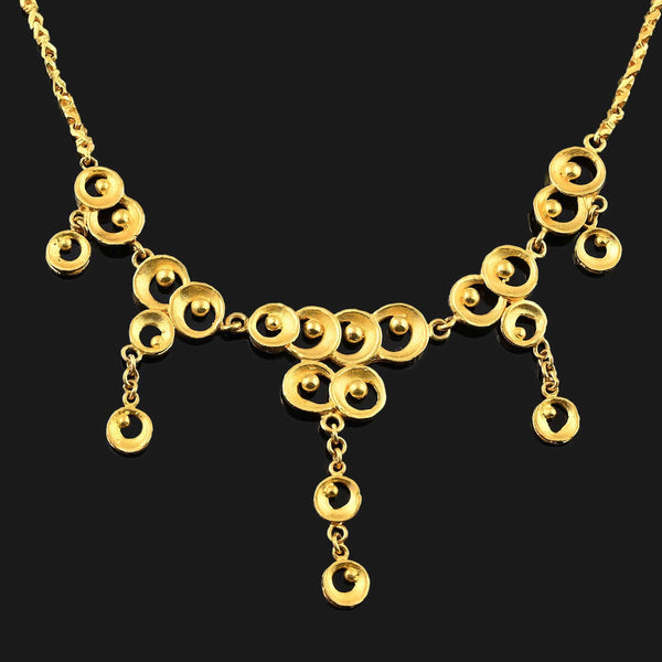 Moon Dangle Fringe Solid 22K Gold Necklace - Boylerpf