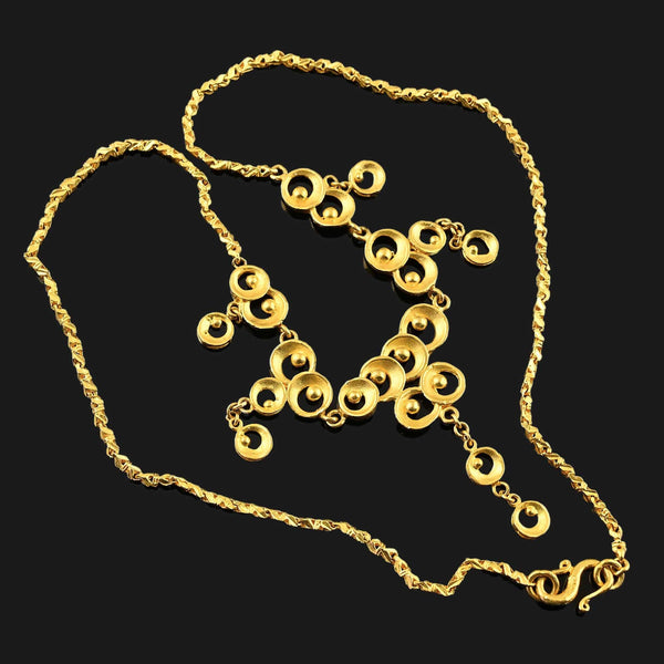 Moon Dangle Fringe Solid 22K Gold Necklace - Boylerpf