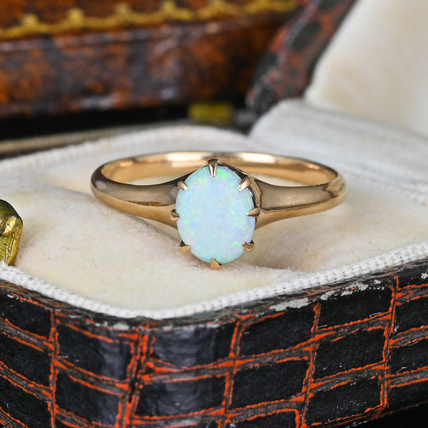 Antique Edwardian Gold Solitaire Opal Ring – Boylerpf