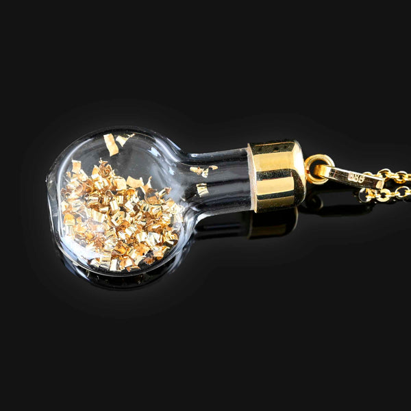 Vintage 14K Gold Flake Shaker Pendant Necklace - Boylerpf