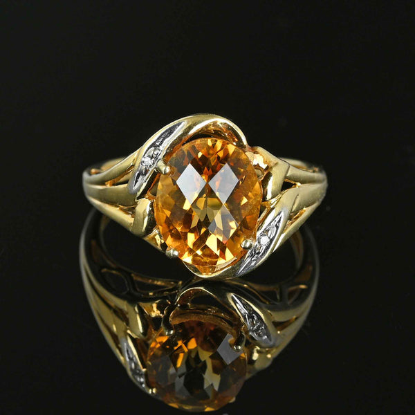 Vintage Checkerboard Cut Diamond Citrine Ring - Boylerpf