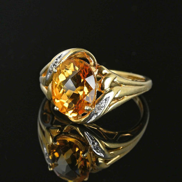 Vintage Checkerboard Cut Diamond Citrine Ring - Boylerpf